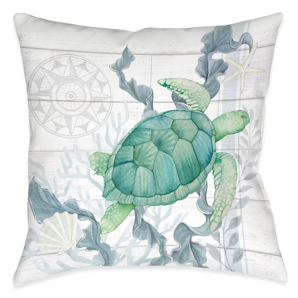 Beach Therapy Turtle Outdoor Decorative Pillow