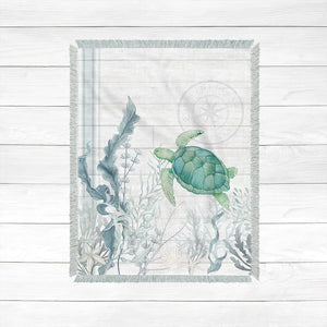 Beach Therapy Turtle Woven Throw