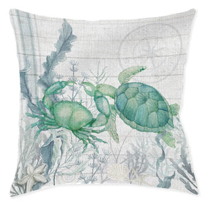 Beach Therapy Turtle Indoor Woven Decorative Pillow