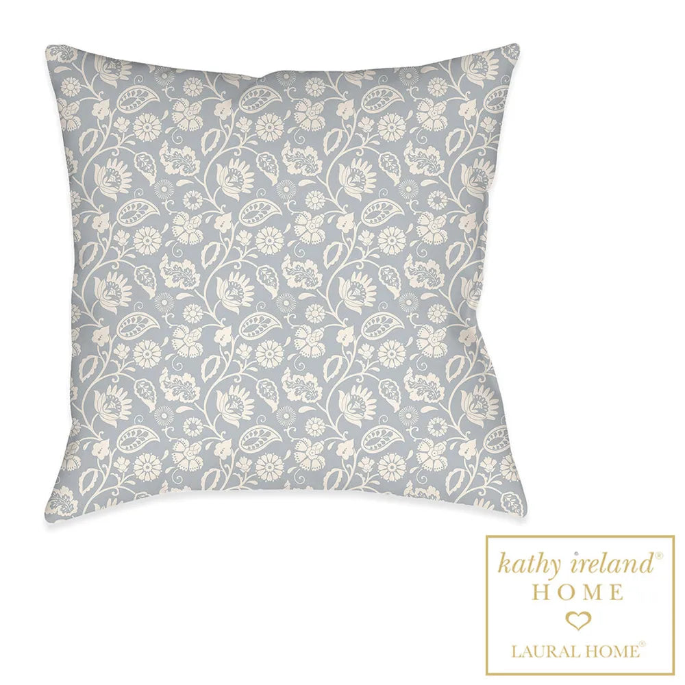 kathy ireland® HOME Bellini Floral Scroll Light Gray Indoor Decorative Pillow