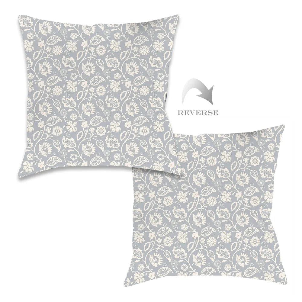 Bellini Floral Scroll Light Gray Indoor Decorative Pillow