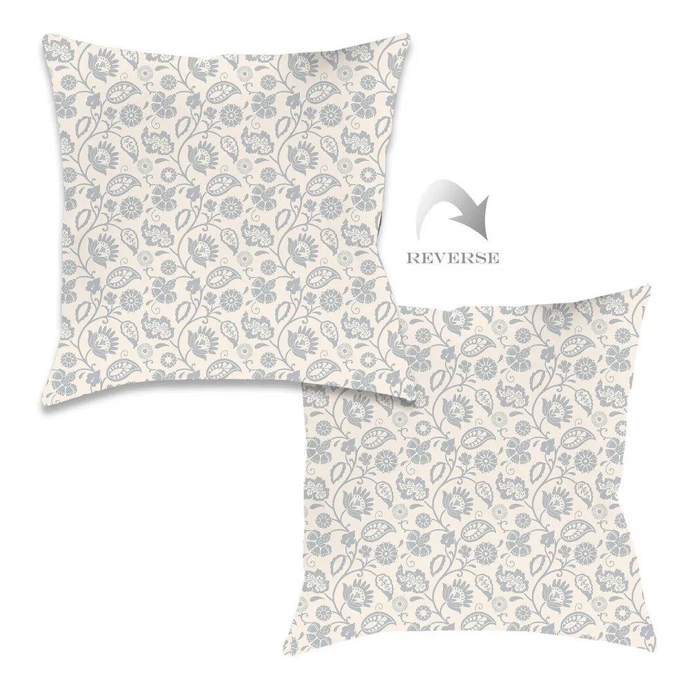 Bellini Floral Scroll Neutral Outdoor Decorative Pillow