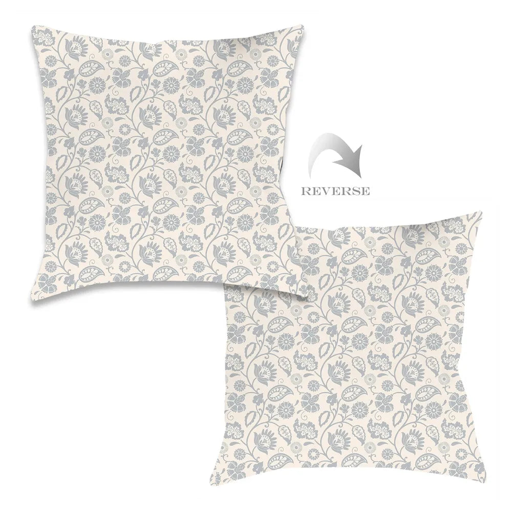 kathy ireland® HOME Bellini Floral Scroll Neutral Outdoor Decorative Pillow