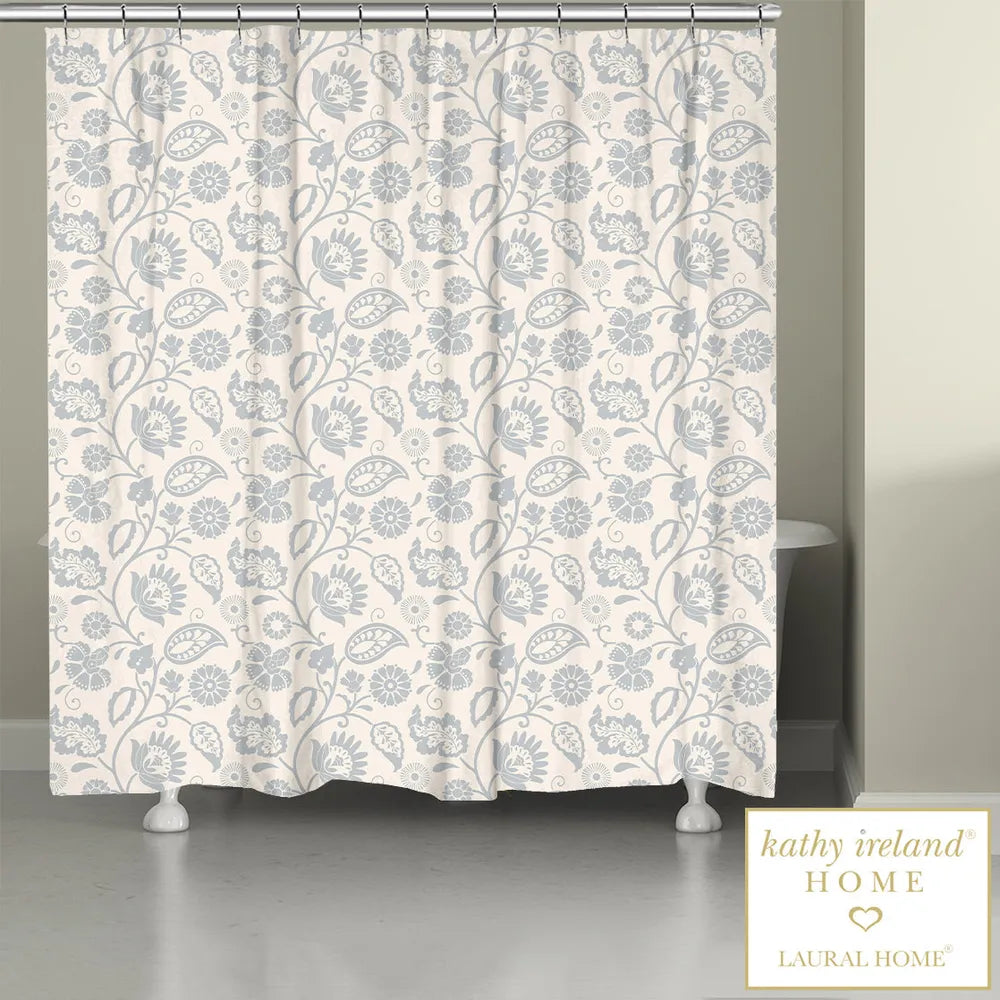 kathy ireland® HOME Bellini Floral Scroll Neutral Shower Curtain