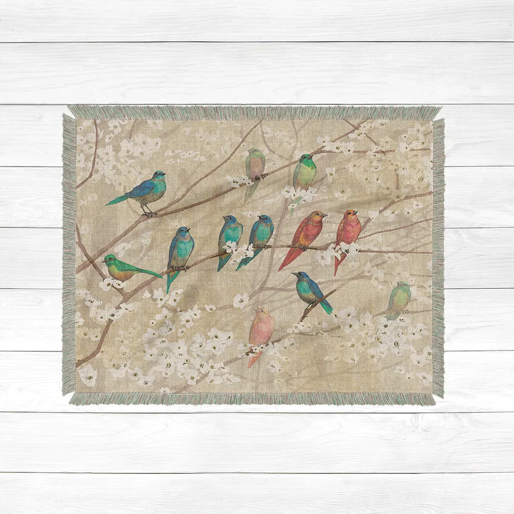 Birds and Blossoms Woven Throw