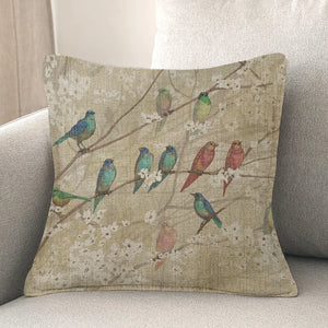 Birds and Blossoms Indoor Woven Decorative Pillow