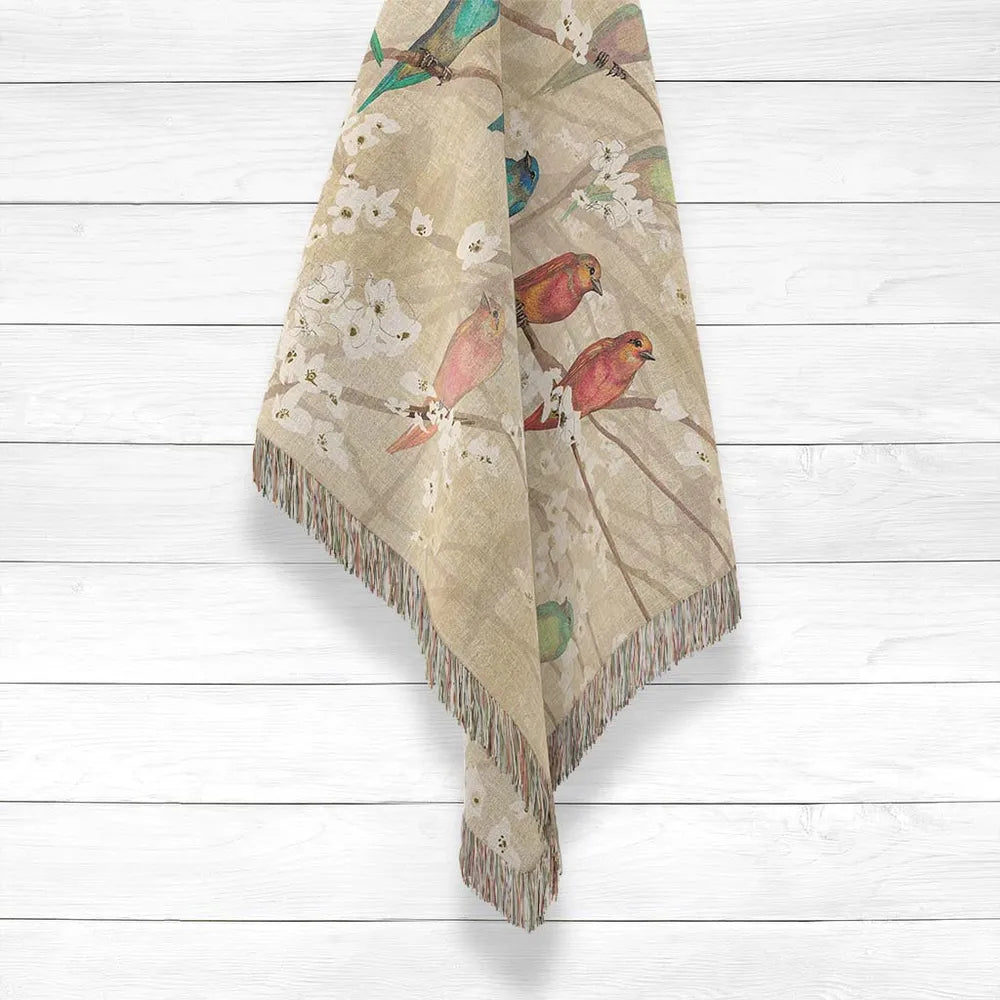 Birds and Blossoms Woven Throw