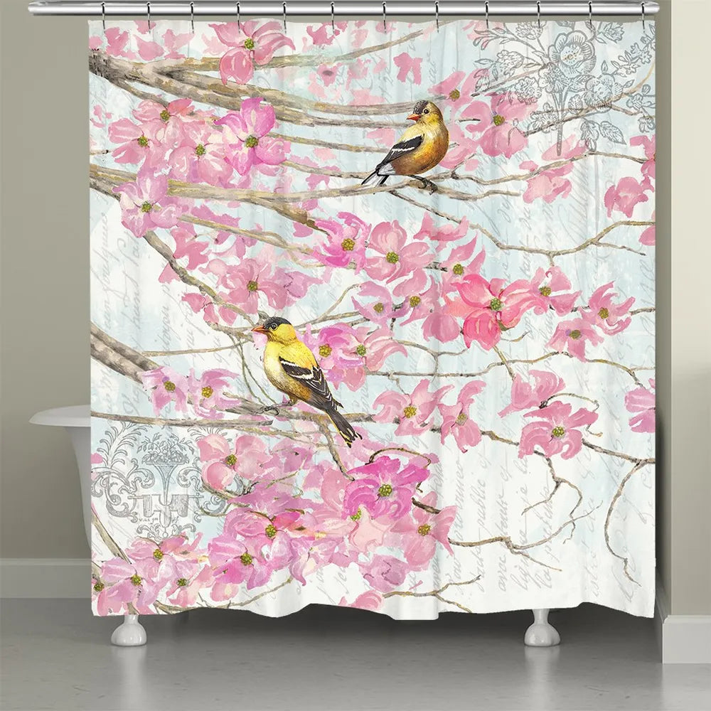 Birds and Cherry Blossoms Shower Curtain