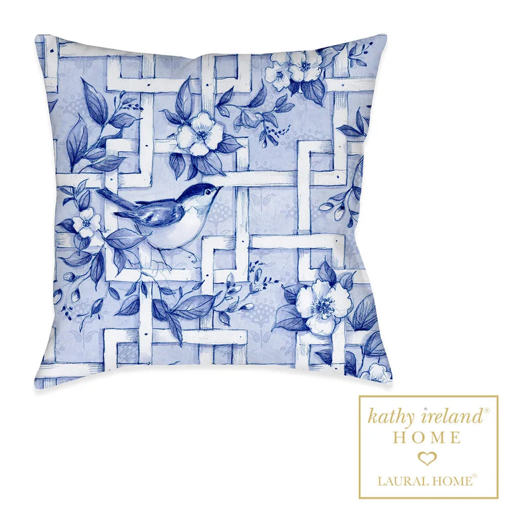 kathy ireland® HOME Bird and Lattice Outdoor Decorative Pillow