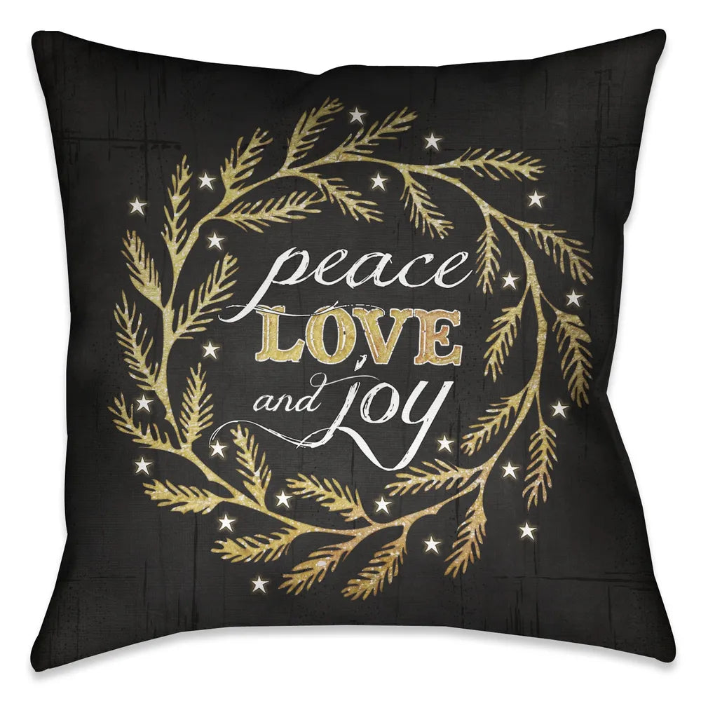 Peace Love Joy Black Pillow