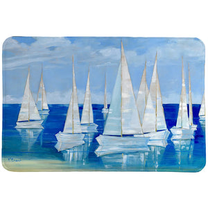 Blanco Beach Sailboats Memory Foam Rug