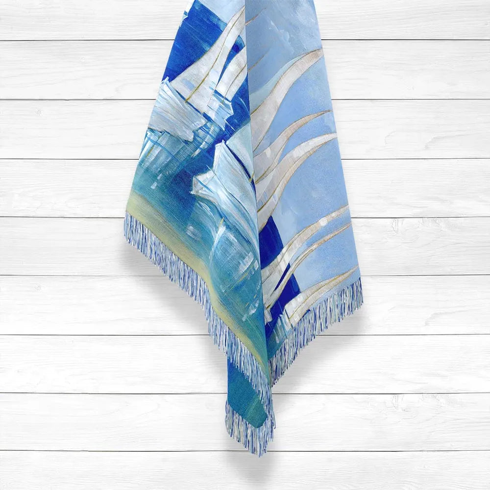 Blanco Beach Sailboats Woven Throw