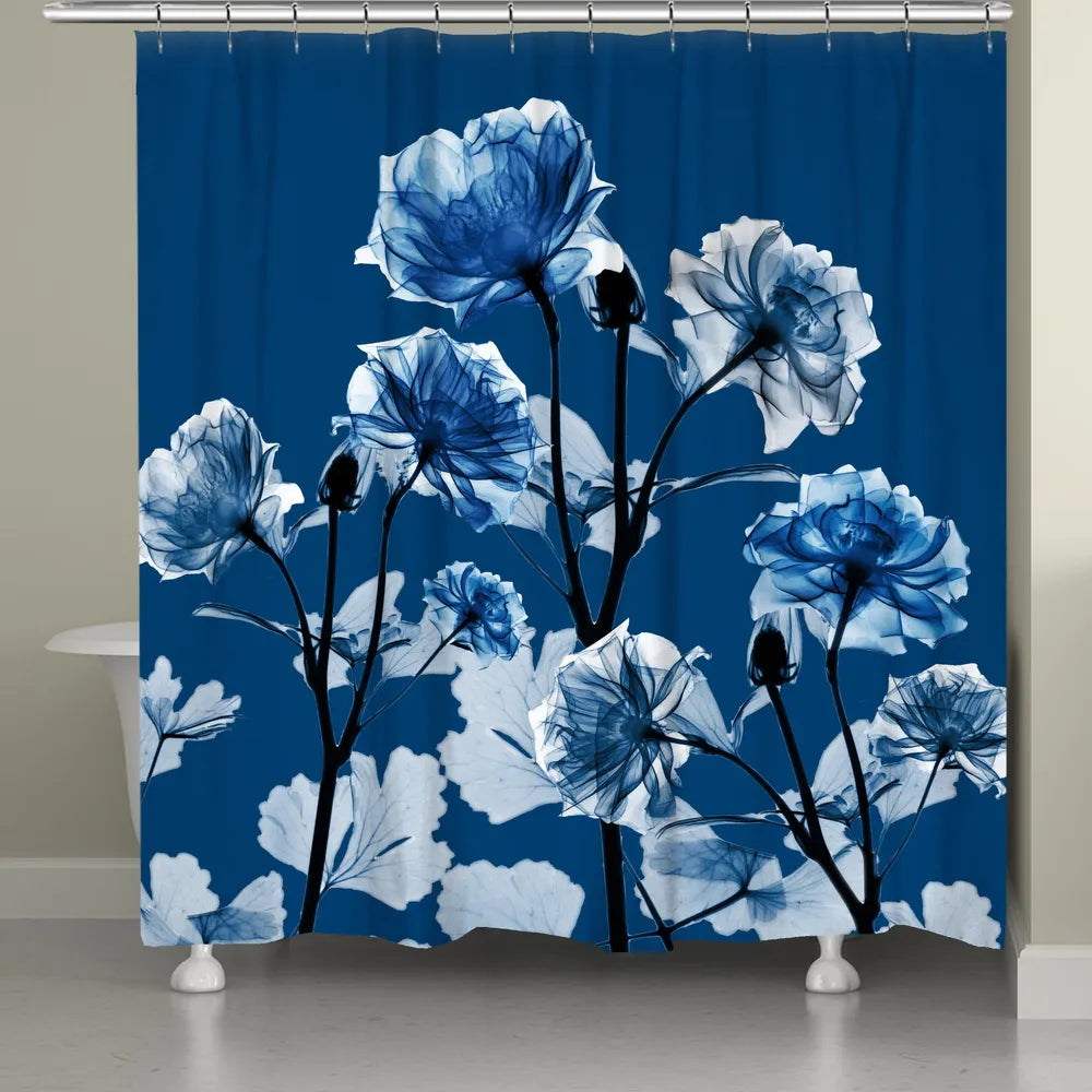 Bloomed Indigo X-Ray Shower Curtain