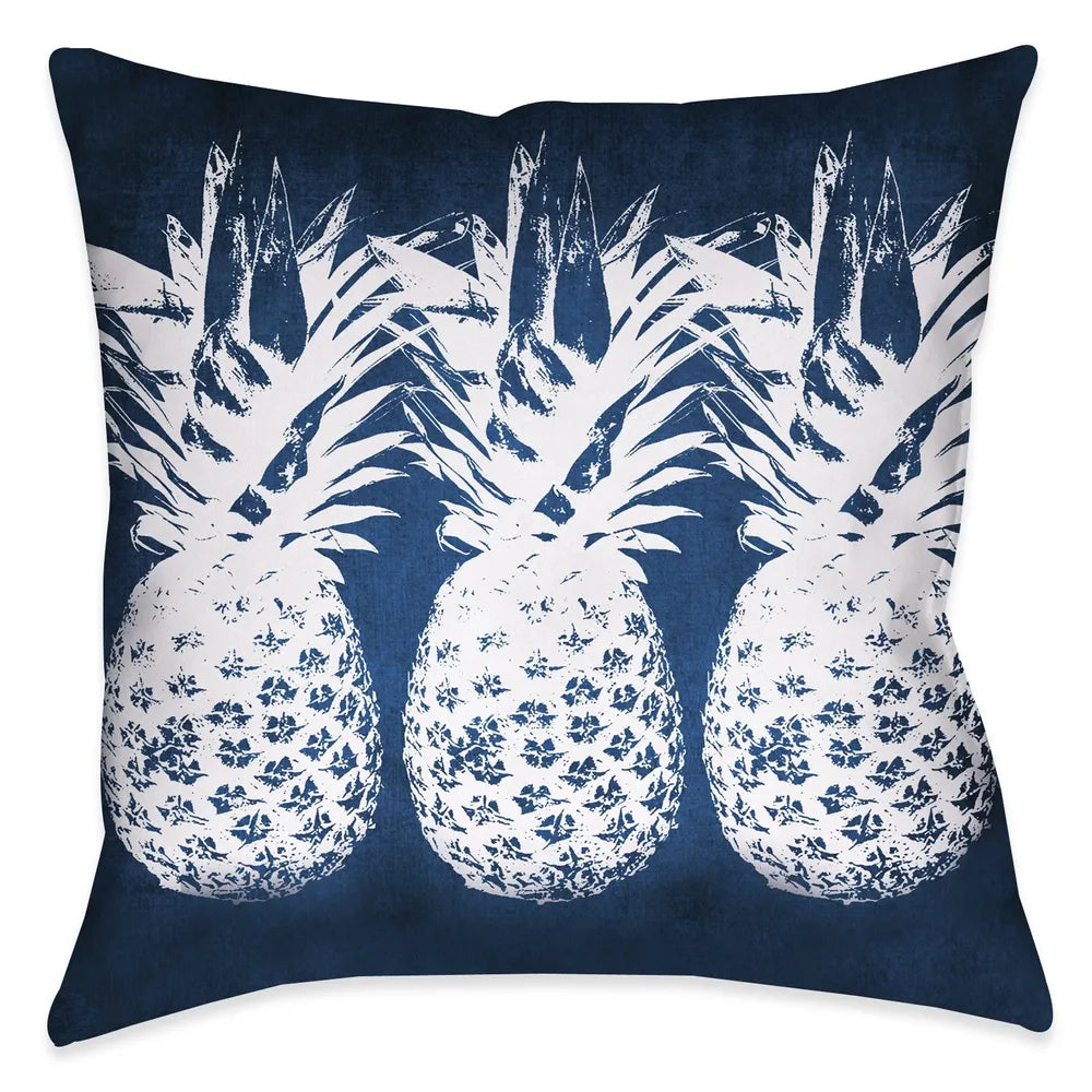 Indigo Pineapple Throw Pillow