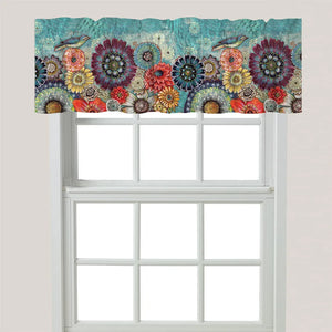Blue Bird Boho Window Valance