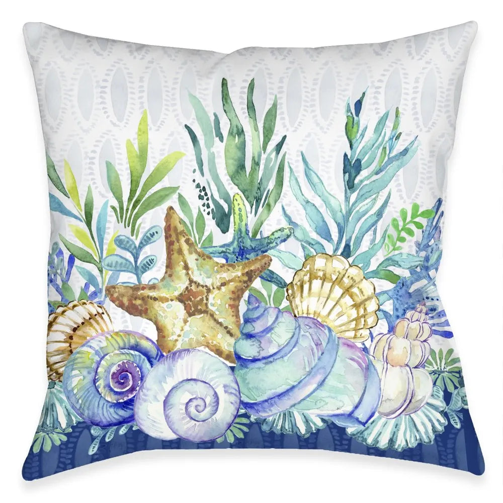 Blue Coastal Outdoor Decorative Pillow