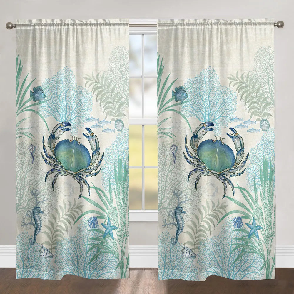 Blue Crab Sheer Window Panel