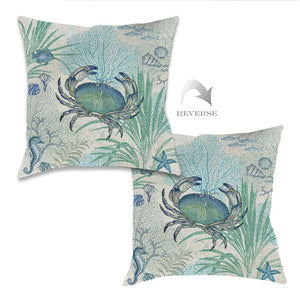 Blue Crab Indoor Woven Decorative Pillow