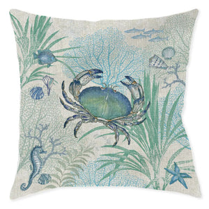 Blue Crab Indoor Woven Decorative Pillow