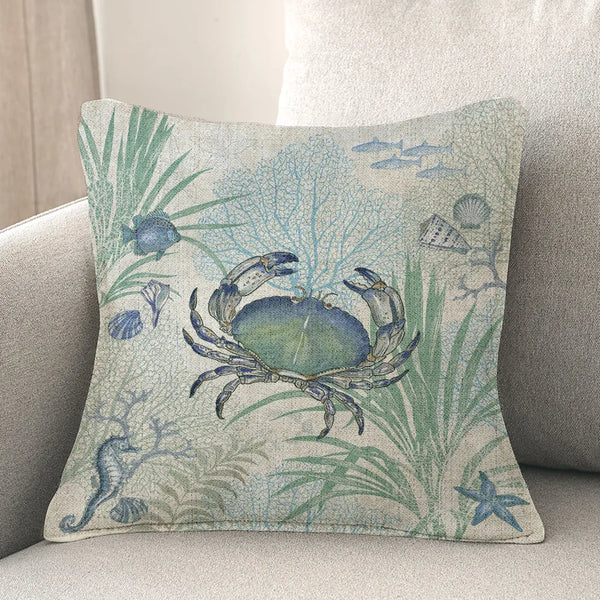 Blue Crab Coastal Indoor/Outdoor 18x18 Decorative Accent Throw