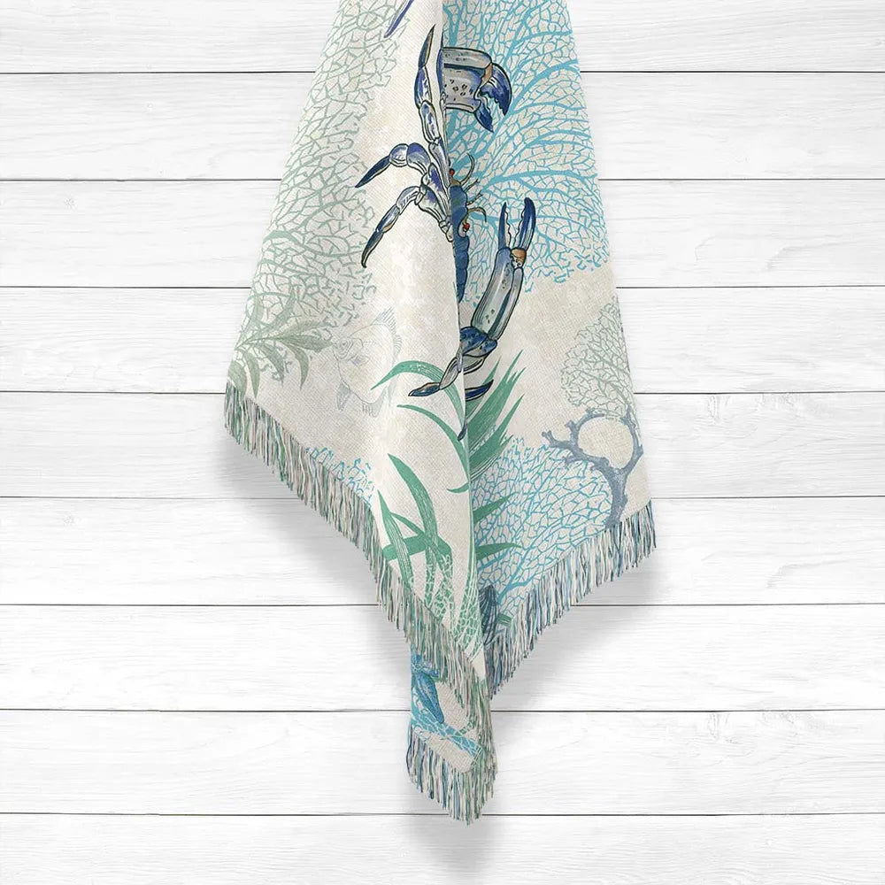 Blue Crab Woven Throw