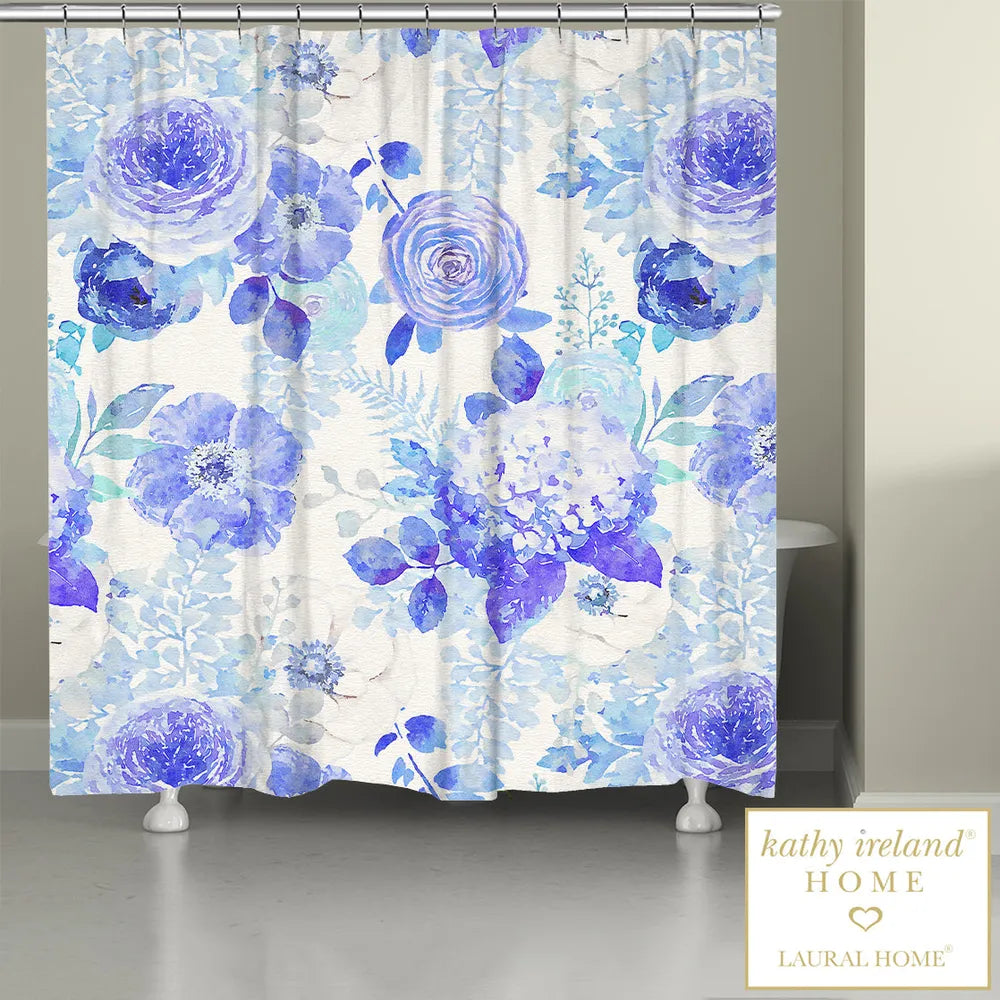 kathy ireland® HOME Blue Delft Floral Shower Curtain