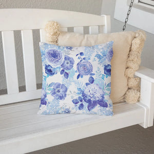 kathy ireland® HOME Blue Delft Floral Outdoor Decorative Pillow