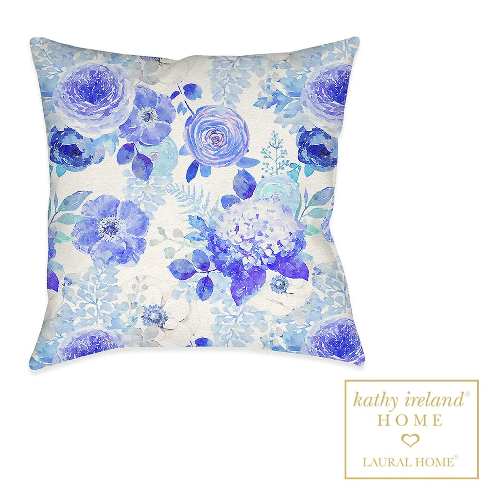 kathy ireland® HOME Blue Delft Floral Outdoor Decorative Pillow