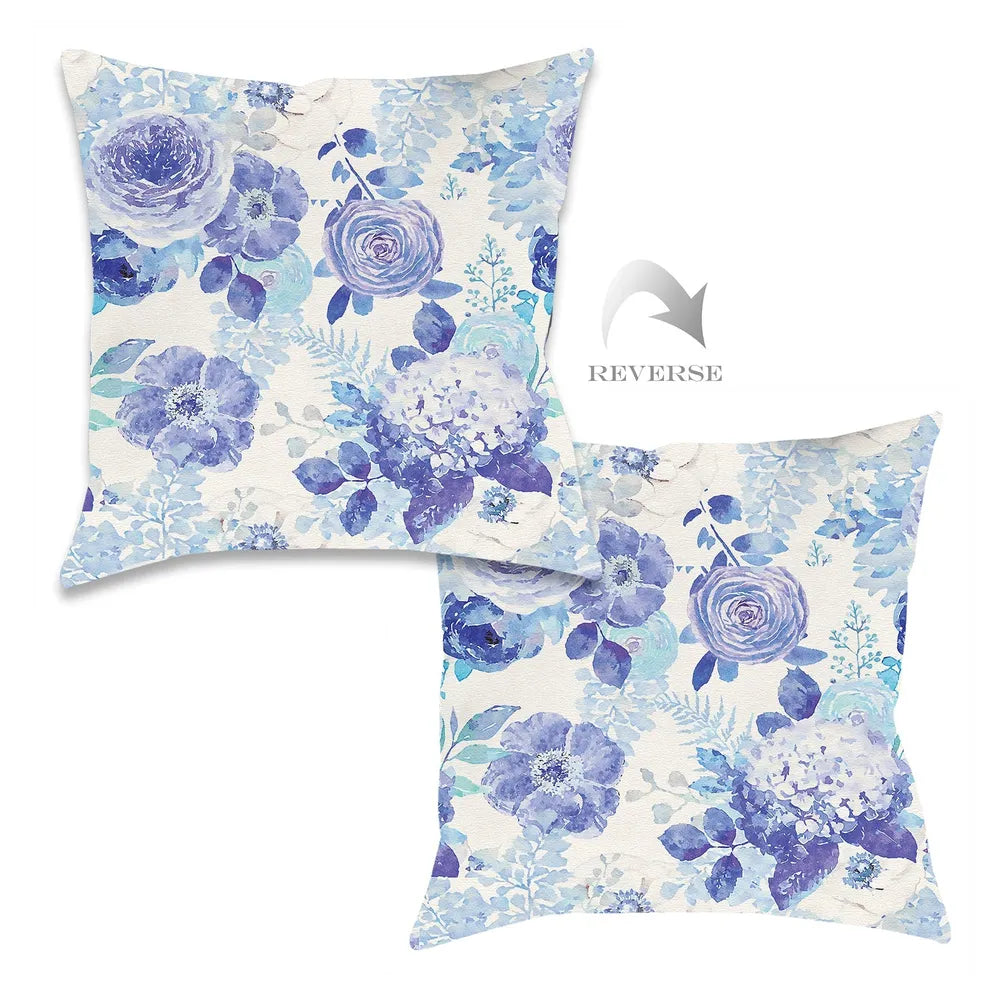 Blue Delft Floral Indoor Decorative Pillow
