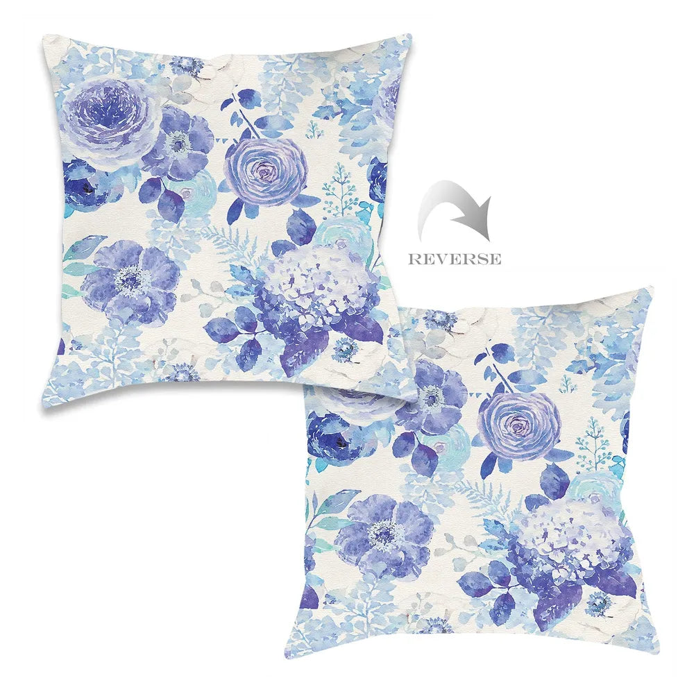 kathy ireland® HOME Blue Delft Floral Indoor Decorative Pillow