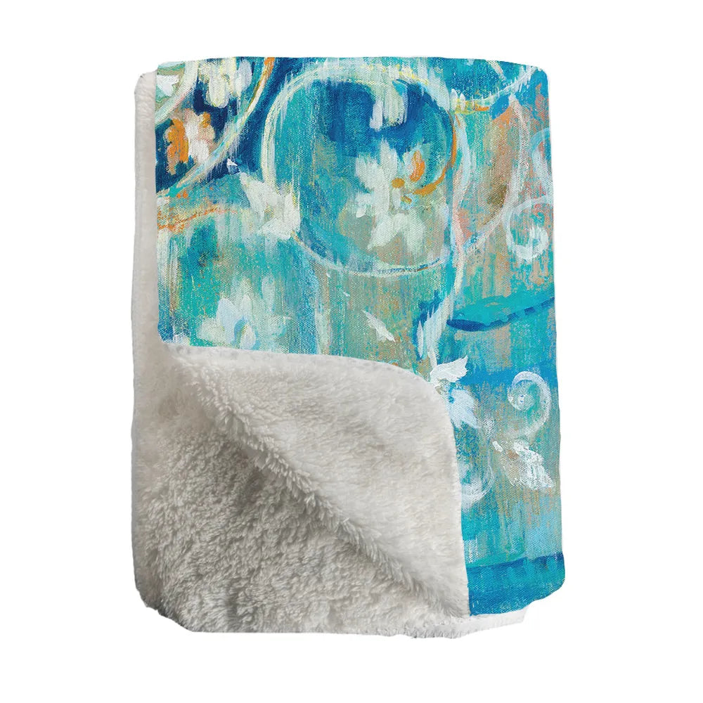 Blue Mandala Sherpa Throw Blanket 