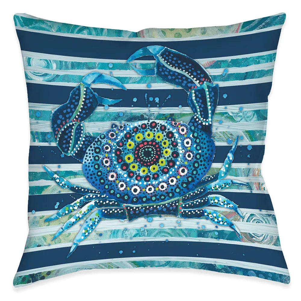 Blue Ocean Crab Outdoor Decorative Pillow