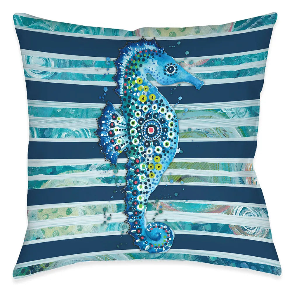 Blue Ocean Seahorse Outdoor Decorative Pillow