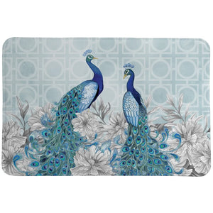 Blue Peacocks Memory Foam Rug