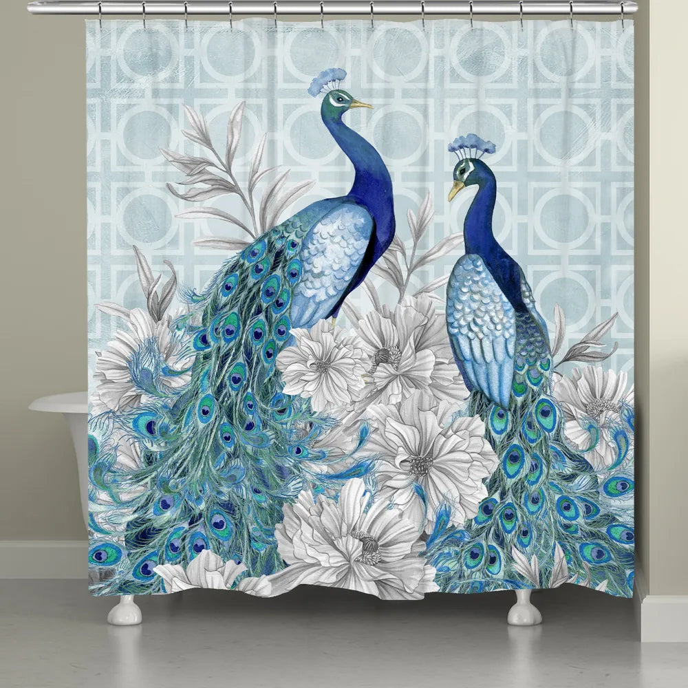 Blue Peacocks Shower Curtain