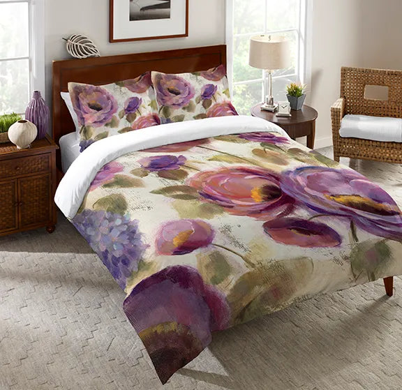 Blue and Purple Flower Song Duvet Cover 