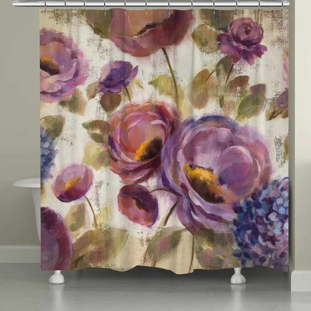 Mariel Flower Print Percale Shower Curtain