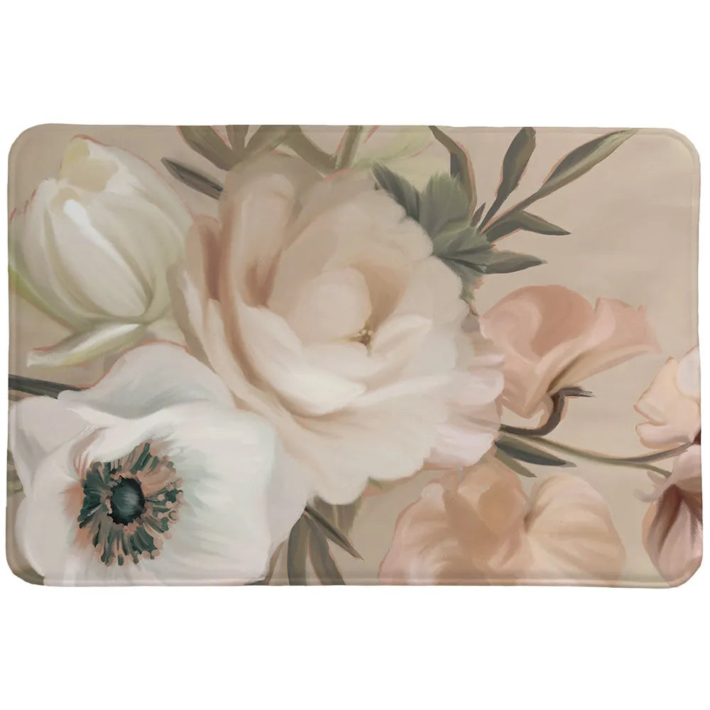 Blush Peony Bouquet Memory Foam Rug