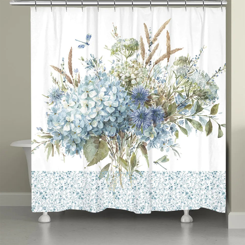Bohemian Blue Bouquet Shower Curtain