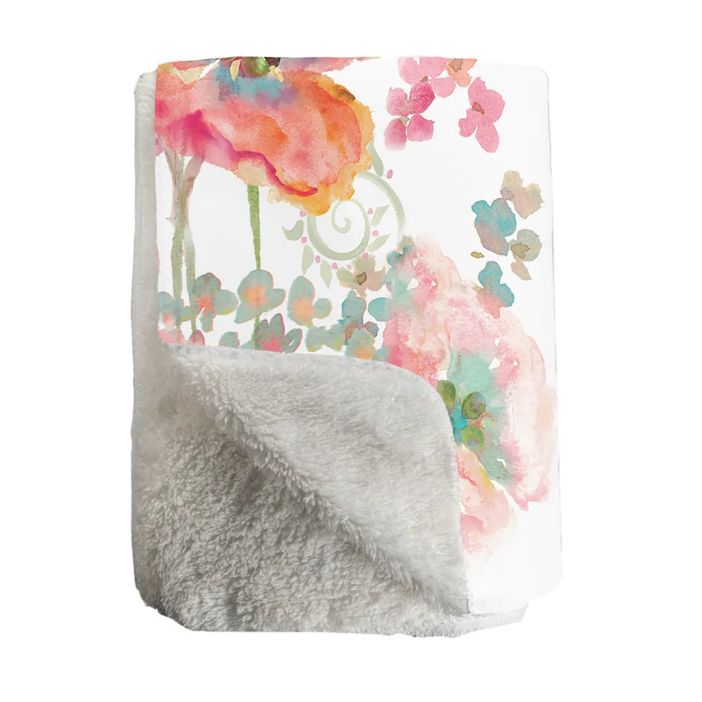 Bohemian Poppies Sherpa Throw Blanket 