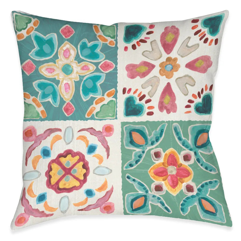 Bohemian Blue Tiles Indoor Decorative Pillow