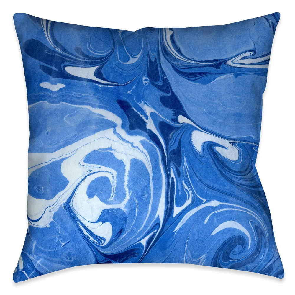Ocean Blue II Marble Outdoor Decorative Pillow