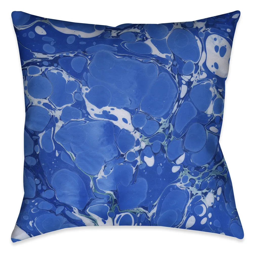 Ocean Blue I Marble Outdoor Decorative Pillow