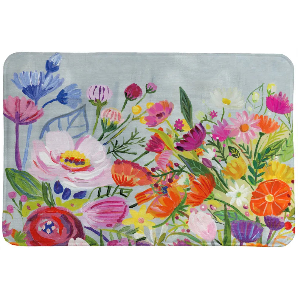 Bright Blossoming Florals Memory Foam Rug