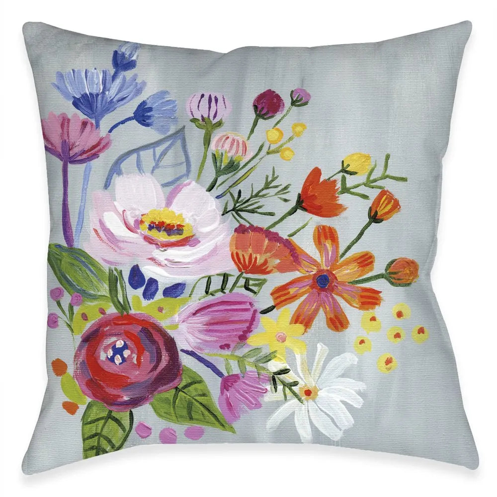 Bright Blossoming Florals Outdoor Decorative Pillow