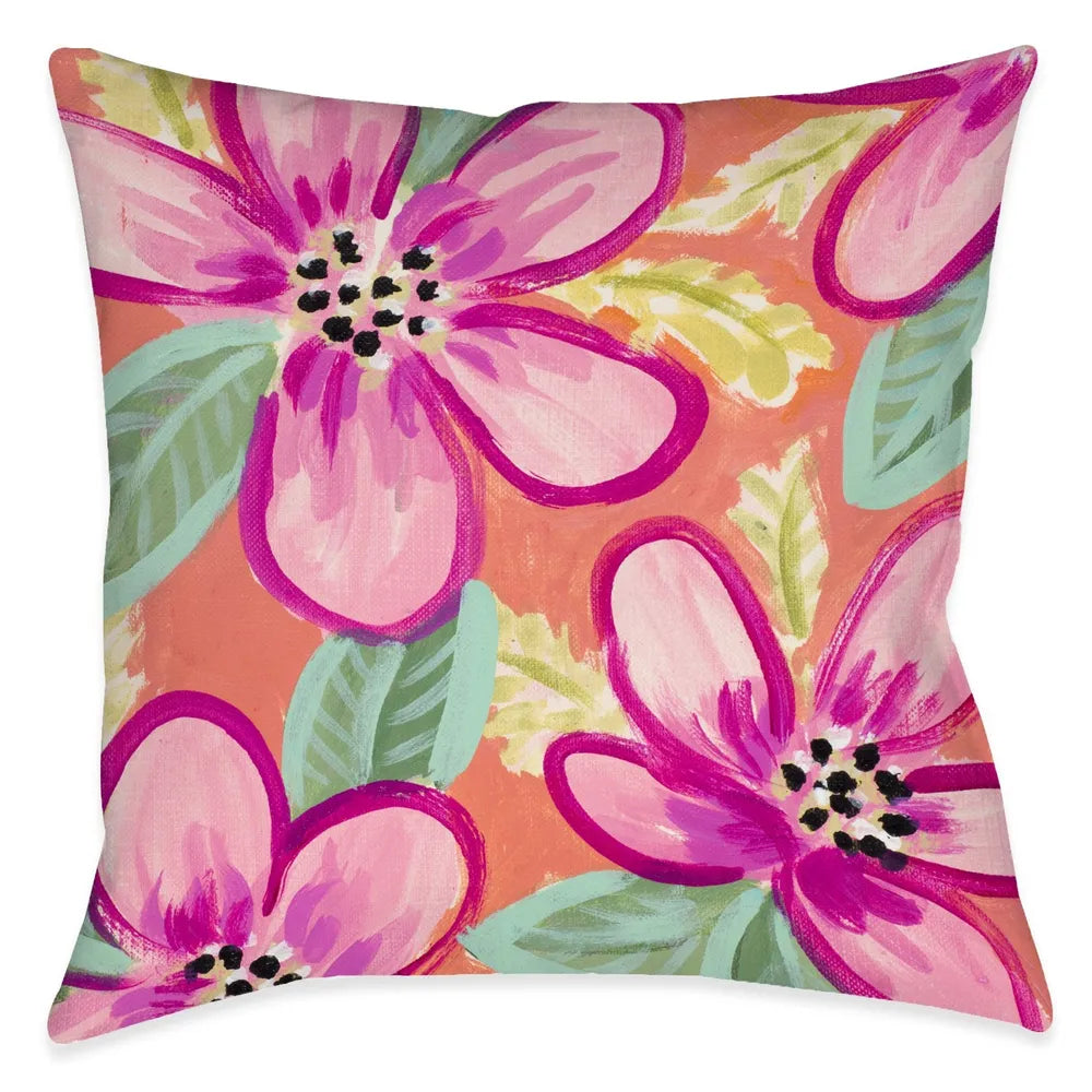Bright Summer Blossoms Outdoor Decorative Pillow