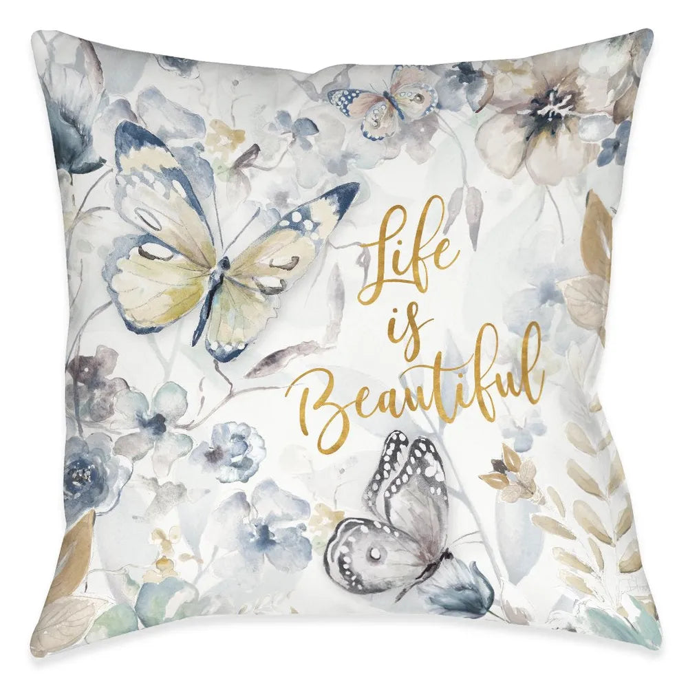 Wildflower Butterfly Field Outdoor Decorative Pillow