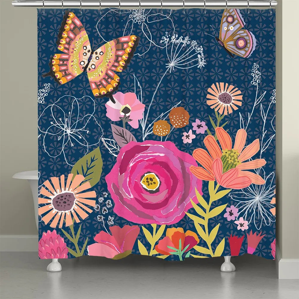Butterfly Floral Shower Curtain