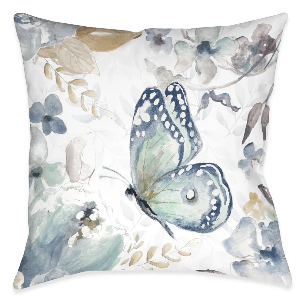 Wildflower Butterfly Field Blue Indoor Decorative Pillow