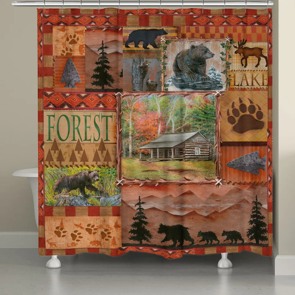 Cabin Collage Shower Curtain
